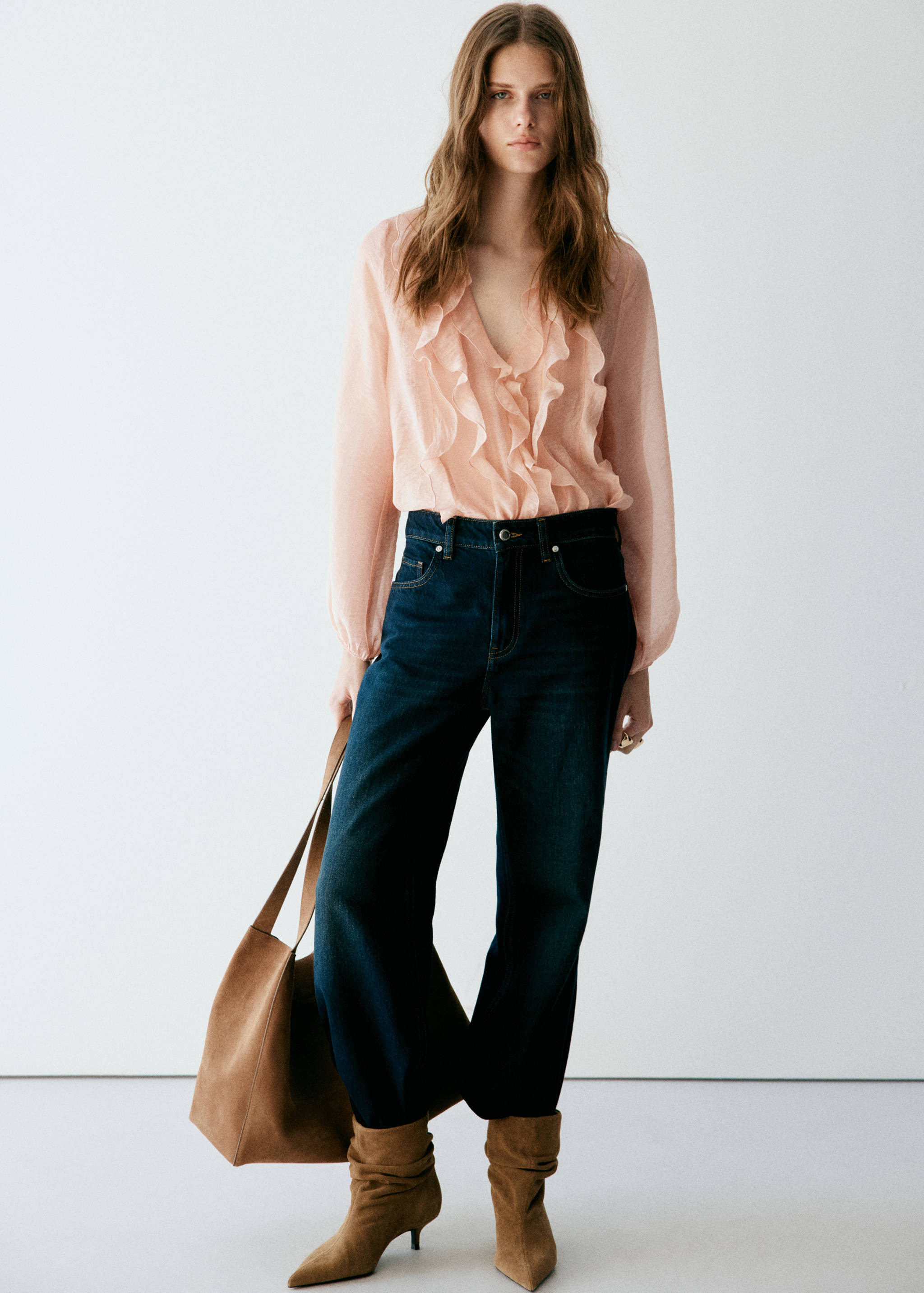 Ruffled lyocell blouse - General plane