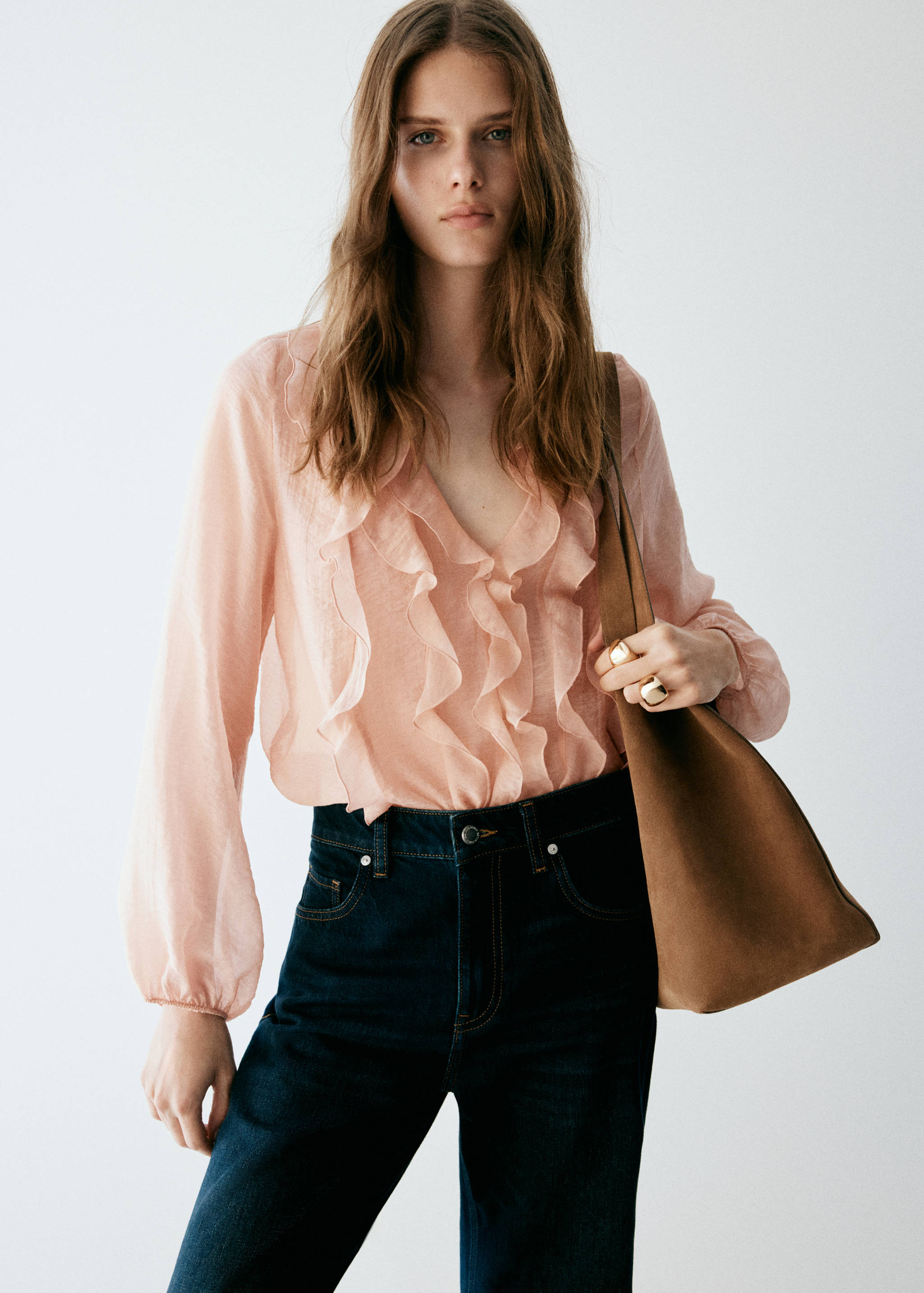 Ruffled lyocell blouse - Medium plane