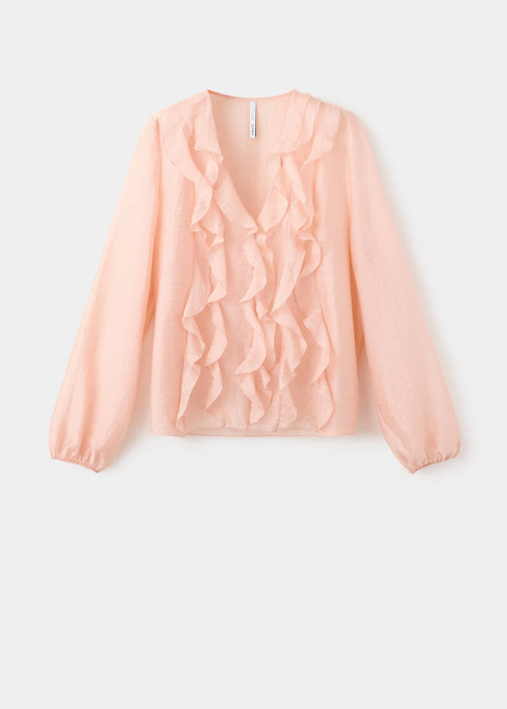 Ruffled lyocell blouse — Pastel Pink