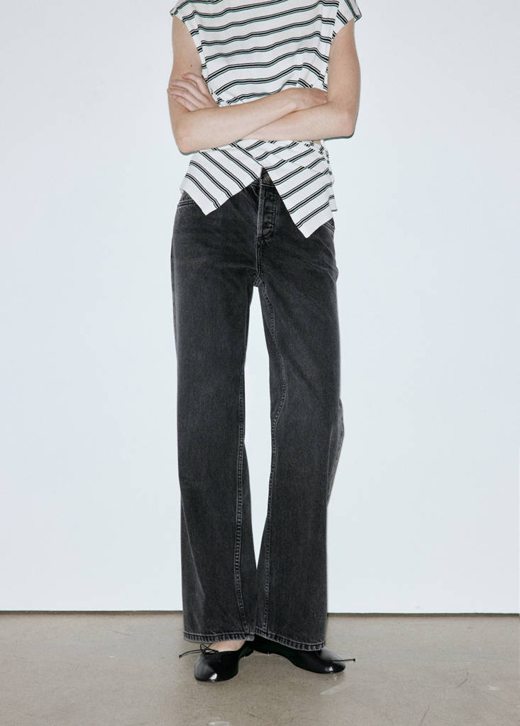 Straight low-waist jeans — Black denim