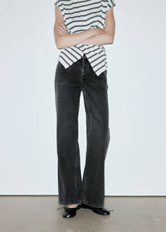 Straight low-waist jeans — Black denim 1