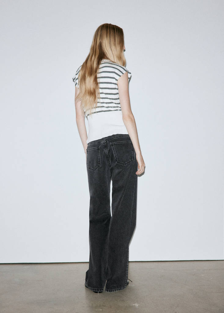 Straight low-waist jeans — Black denim