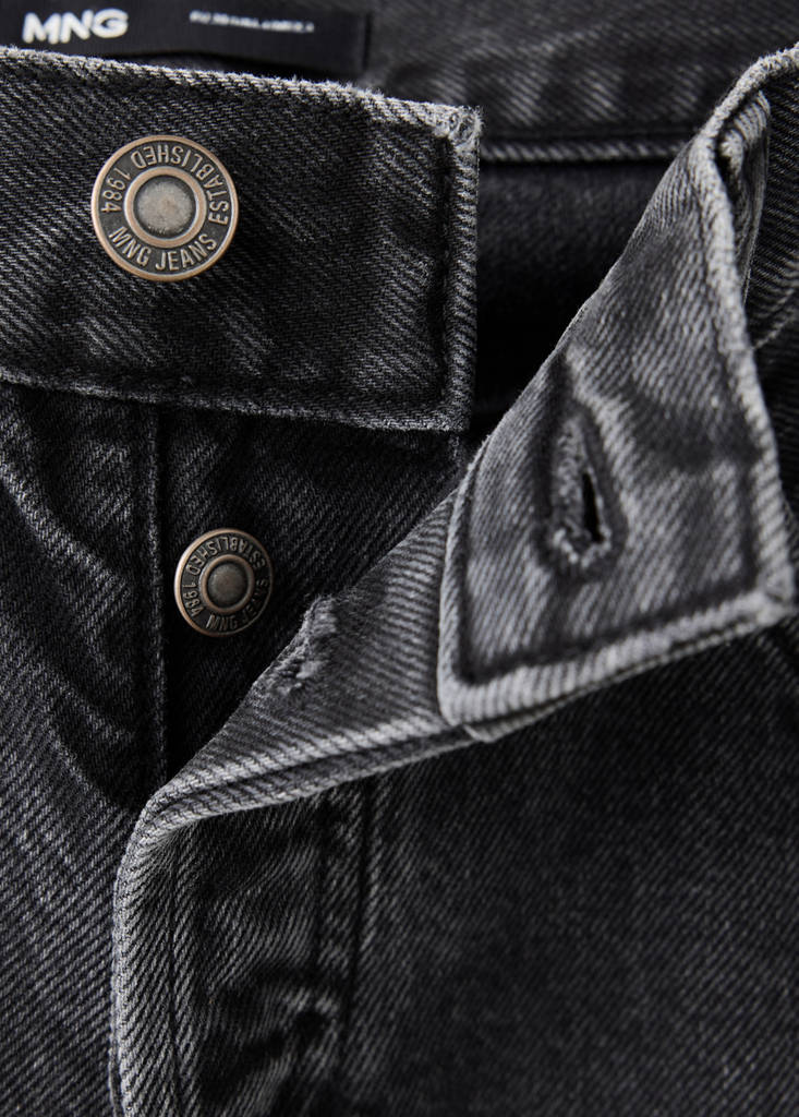 Straight low-waist jeans — Black denim