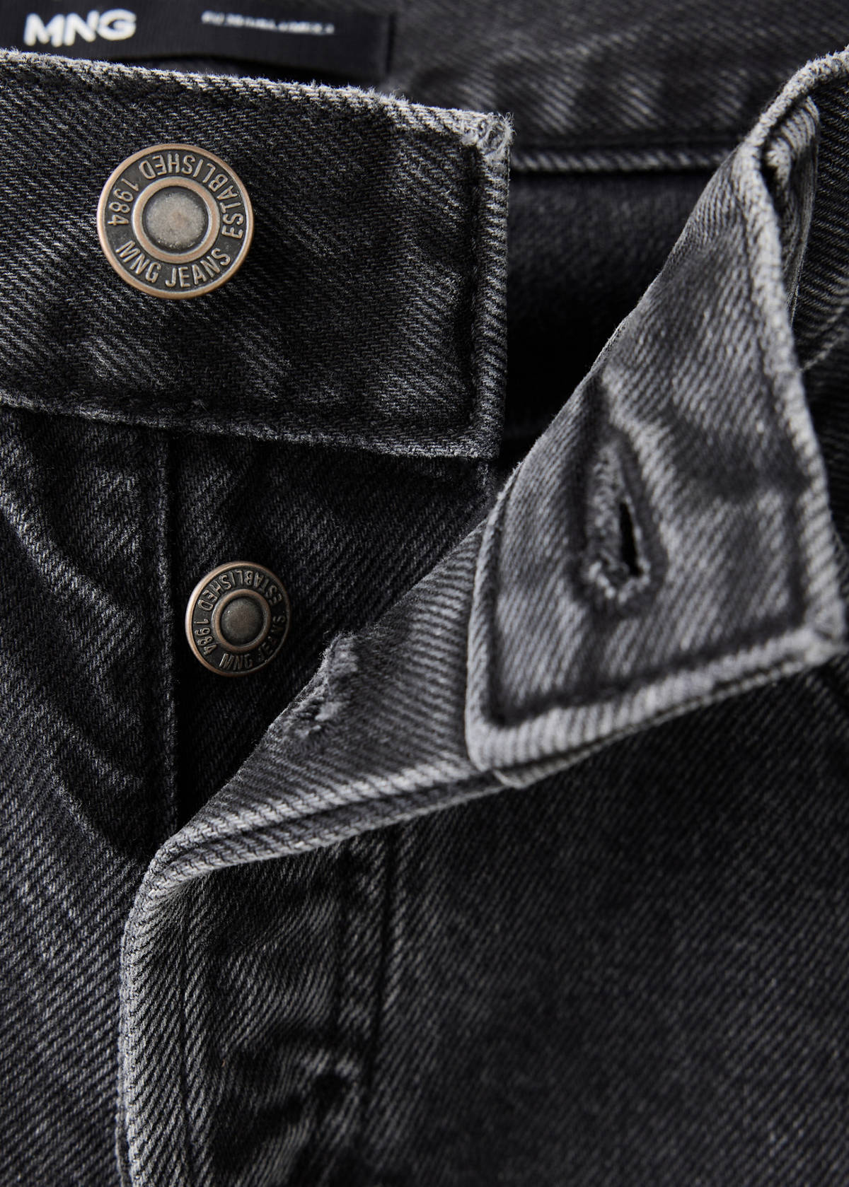 Straight low-waist jeans — Black denim