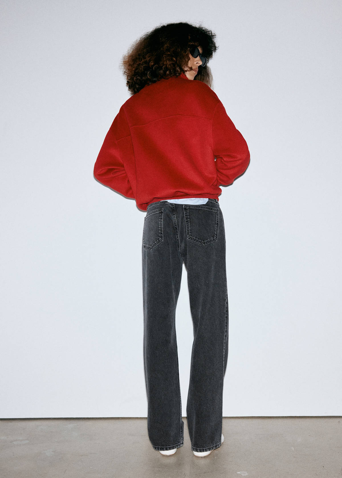 Straight low-waist jeans — Black denim