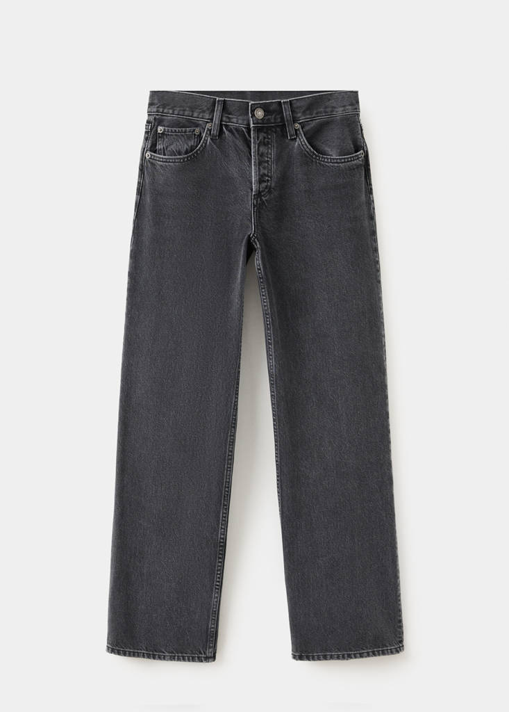 Straight low-waist jeans — Black denim