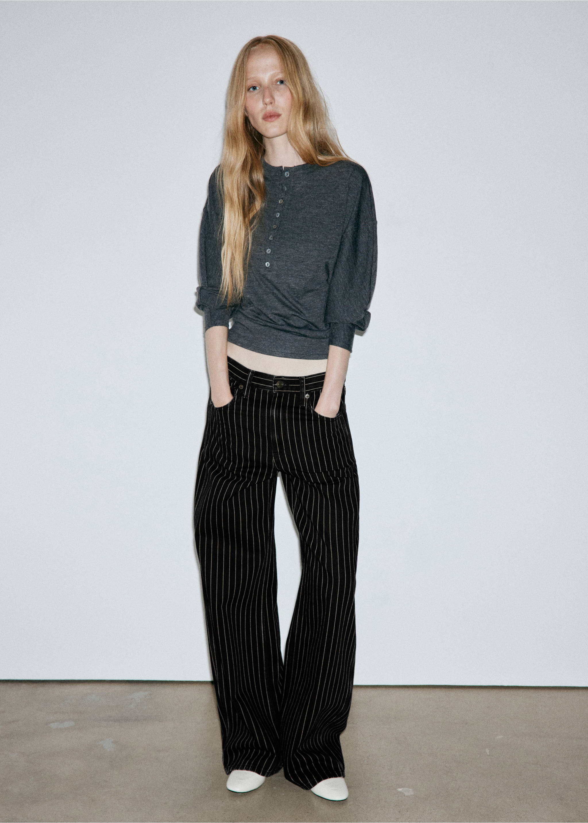 Balloon striped jeans - General plane, Black denim. Ref: 37015860-00.