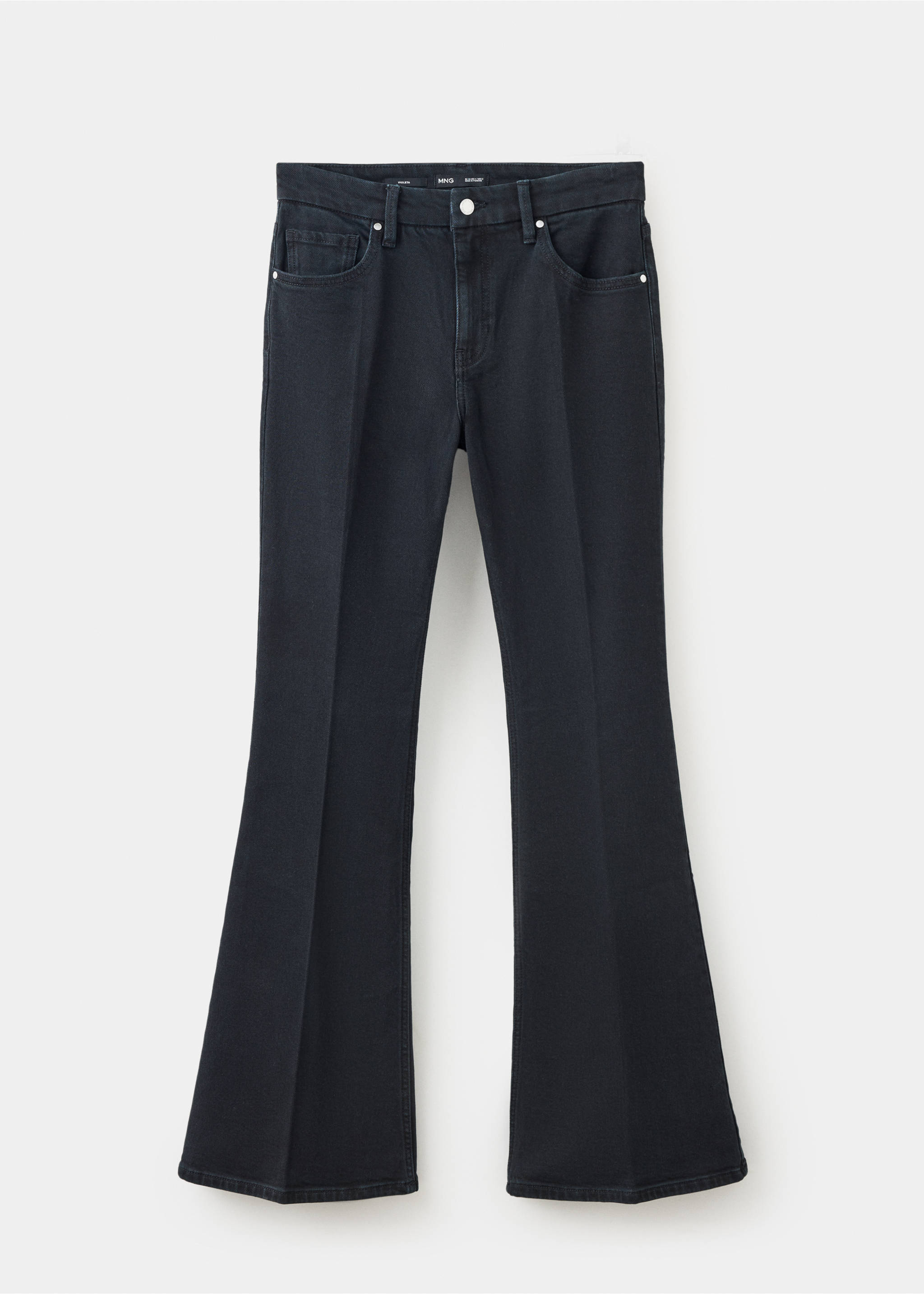 Jean flare taille haute - Article sans modèle, Black denim. Ref: 37015868-00.