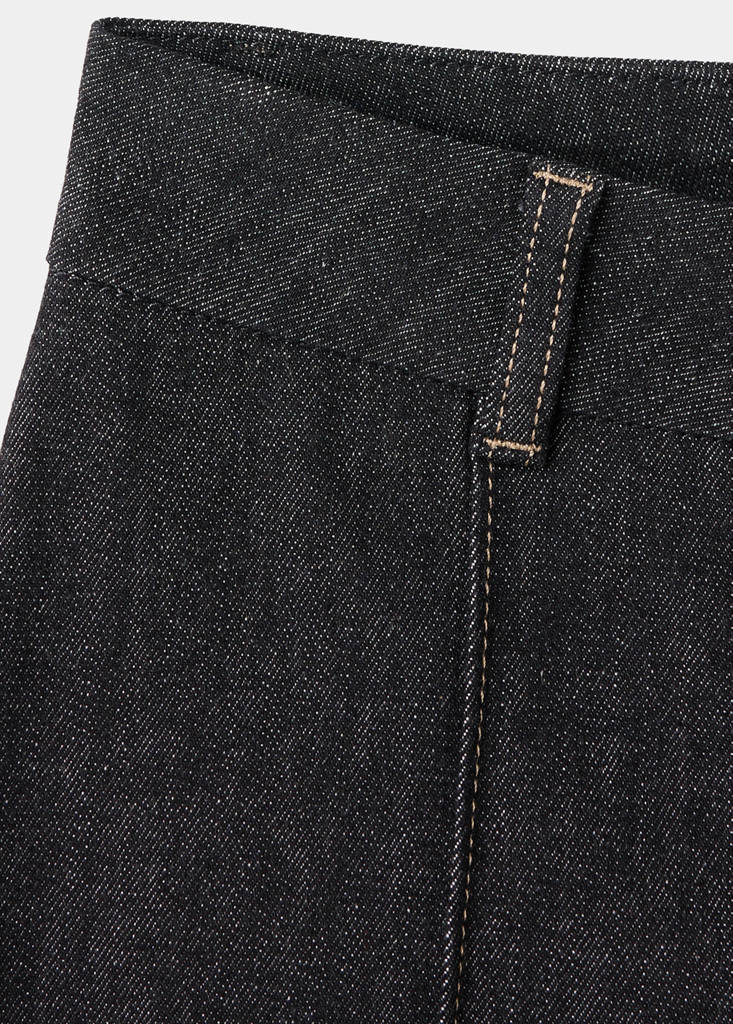 High-waisted wide leg jeans with stitching — Black