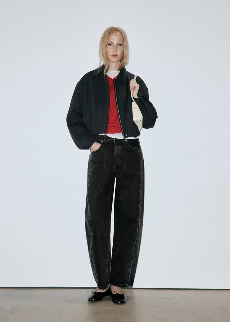 Jeansy balloon ze szwami black denim - Kobieta - 32 - MANGO