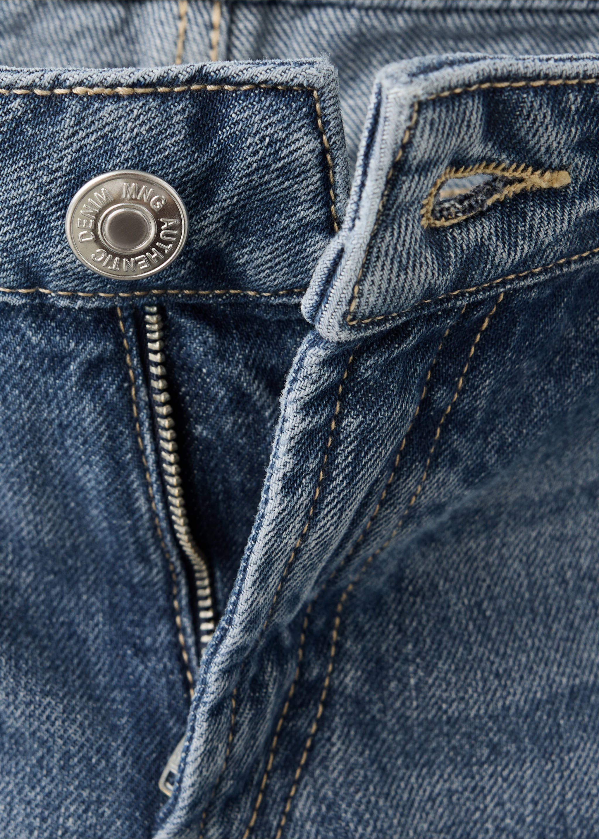 Jeans retos de cintura baixa - Pormenor do artigo 0, Azul-médio. Ref: 37015874-00.