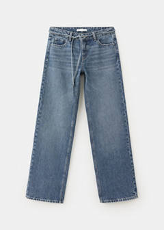 Straight-leg jeans with drawstring detail — Medium Blue 6