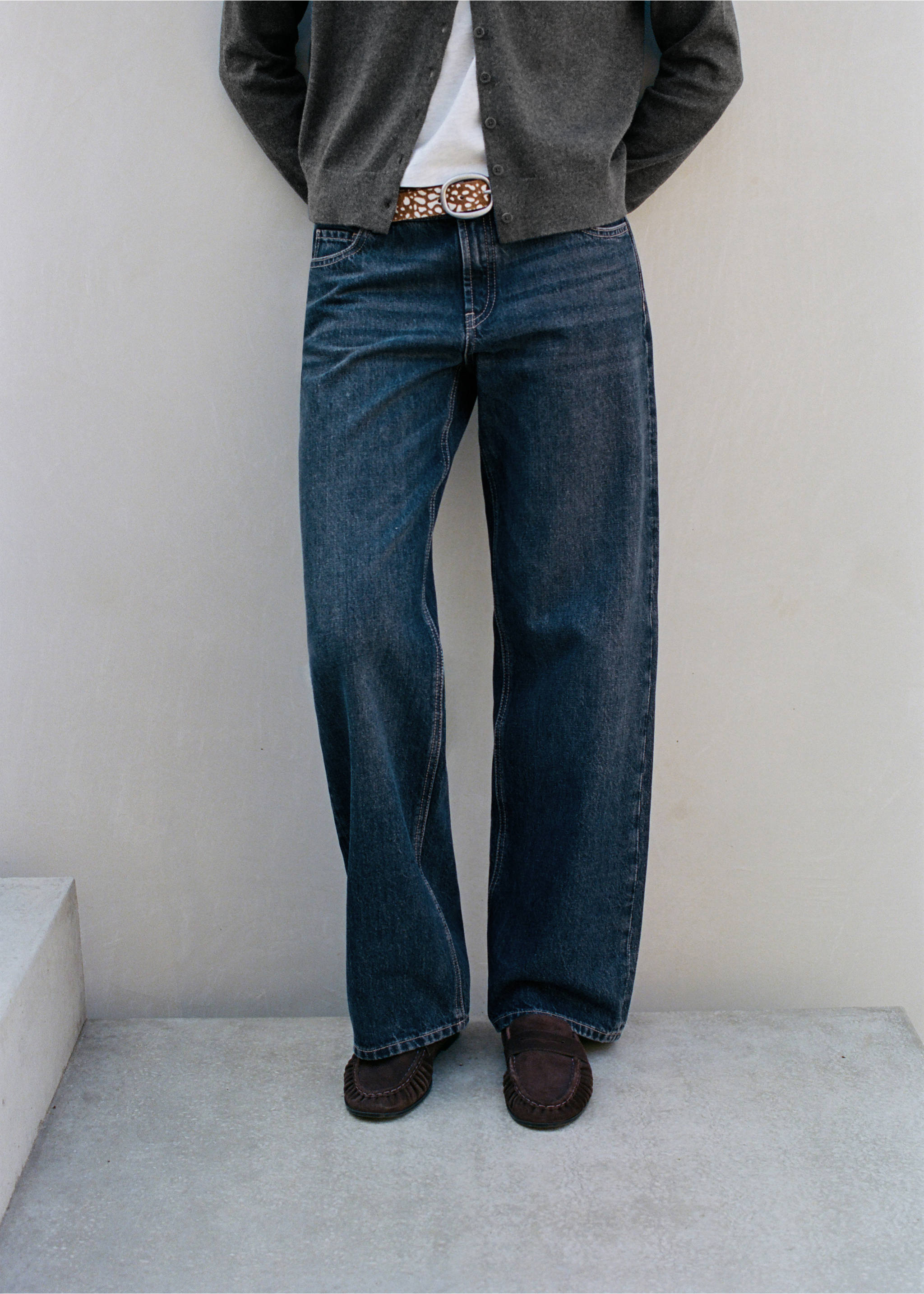 Jeans retos de cintura baixa - Plano médio, Azul-escuro. Ref: 37015875-00.
