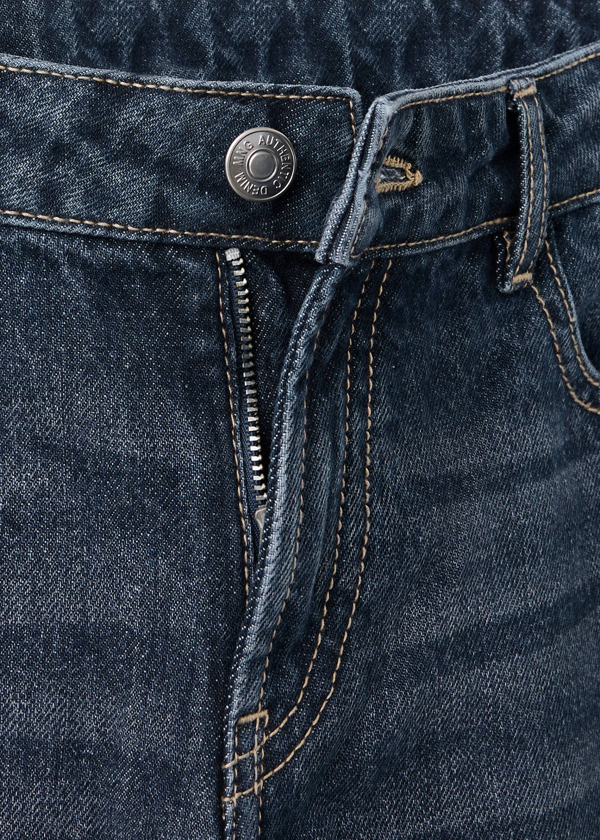 Straight-leg jeans with drawstring detail — Dark Blue
