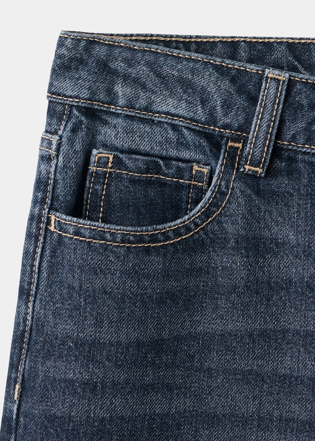 Straight-leg jeans with drawstring detail — Dark Blue