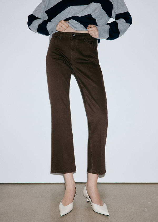 Sienna flared cropped jeans — Chocolate