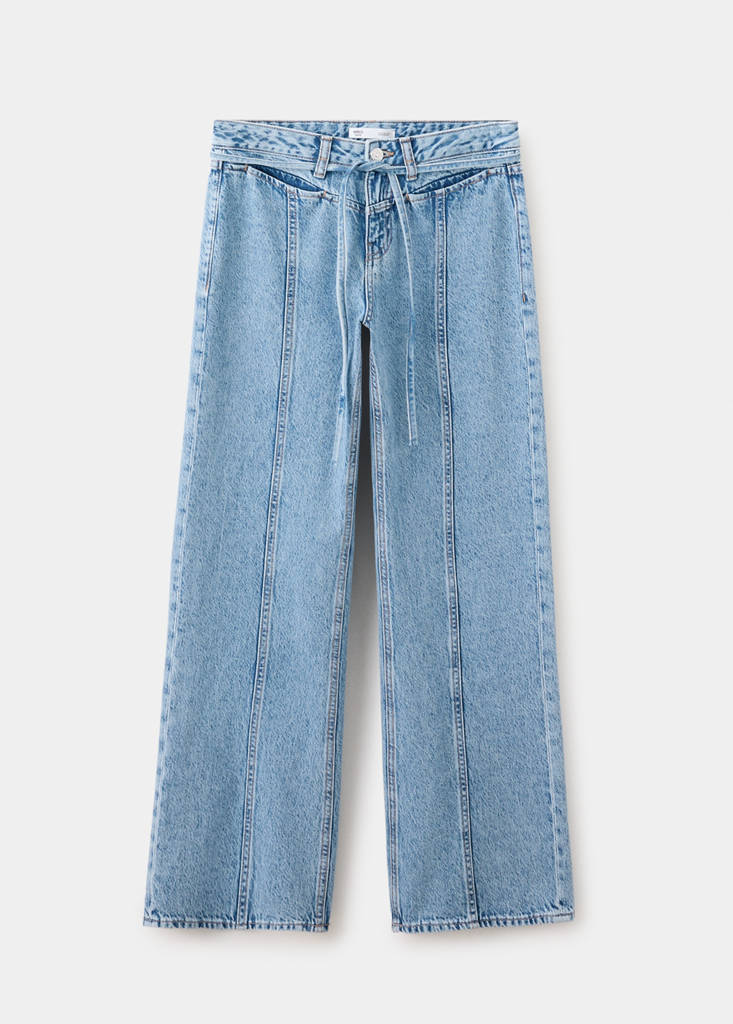 Low-rise jeans with cord drawstring — Medium Blue
