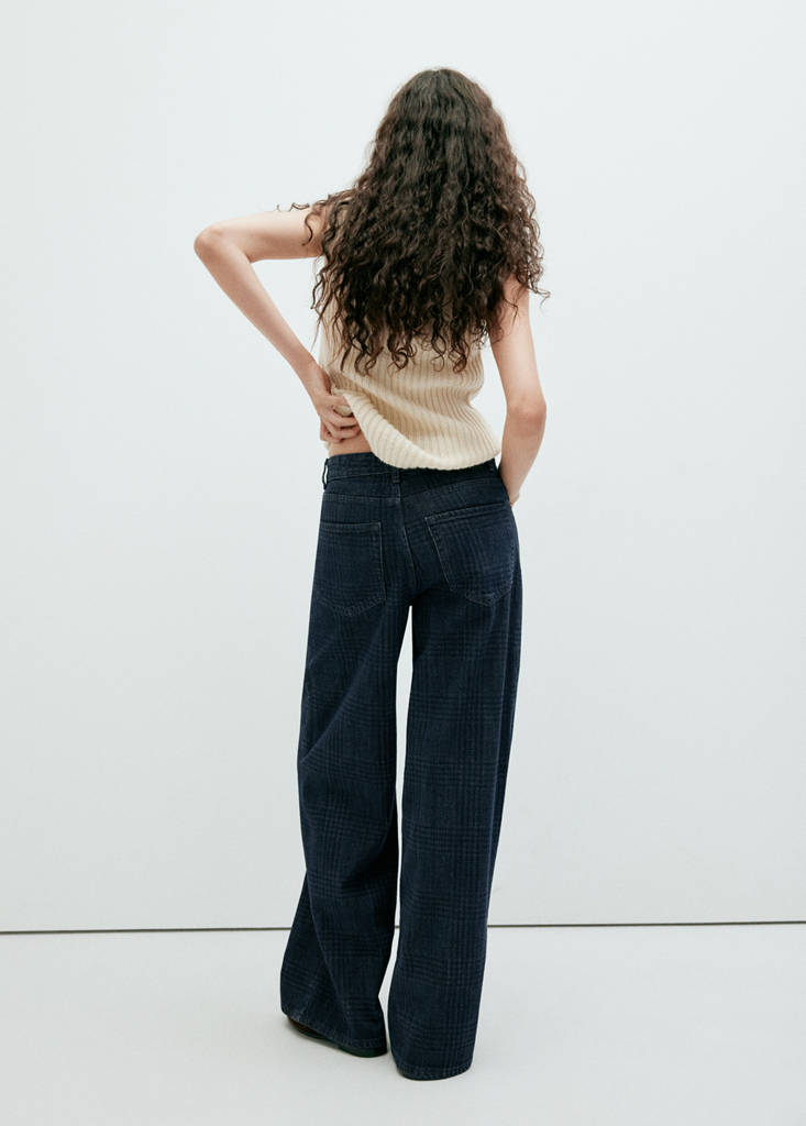 Wide-leg checked jeans — Open Blue