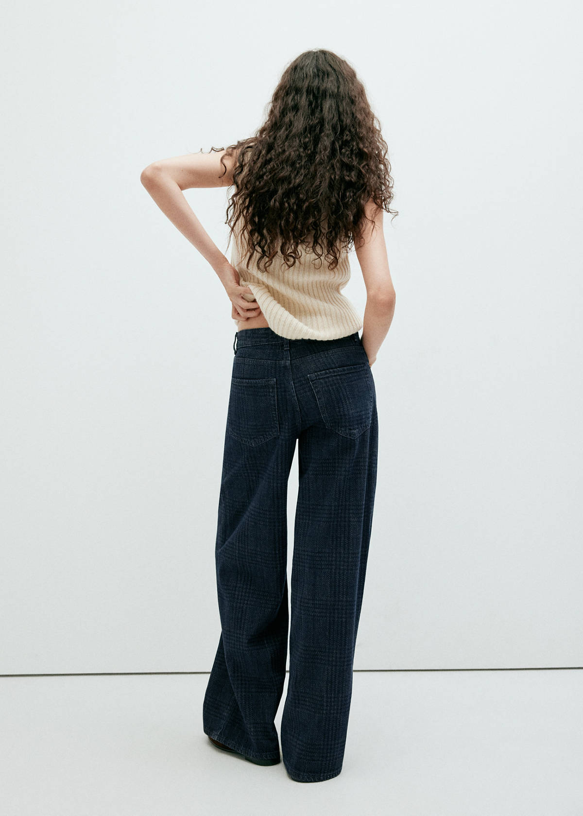 Wide-leg checked jeans — Open Blue
