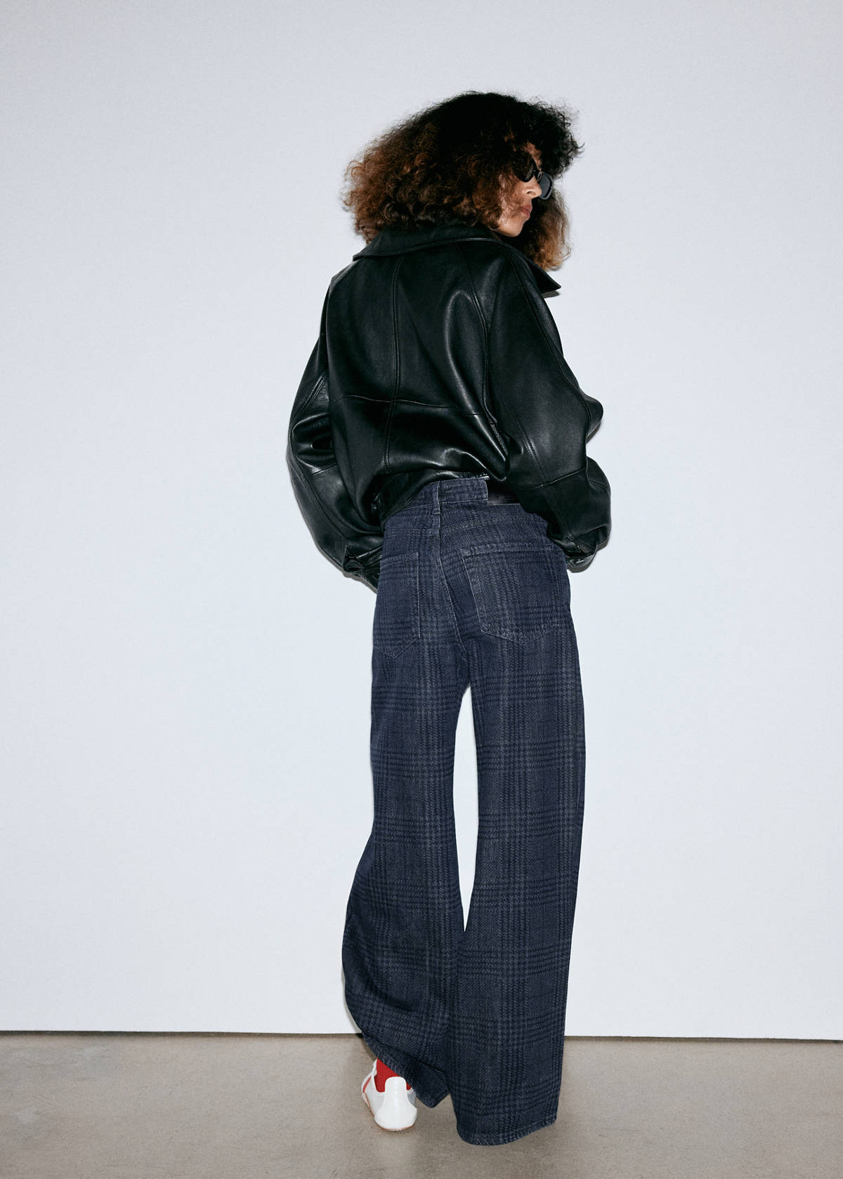 Wide-leg checked jeans — Open Blue