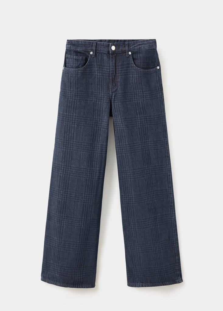 Wide-leg checked jeans — Open Blue