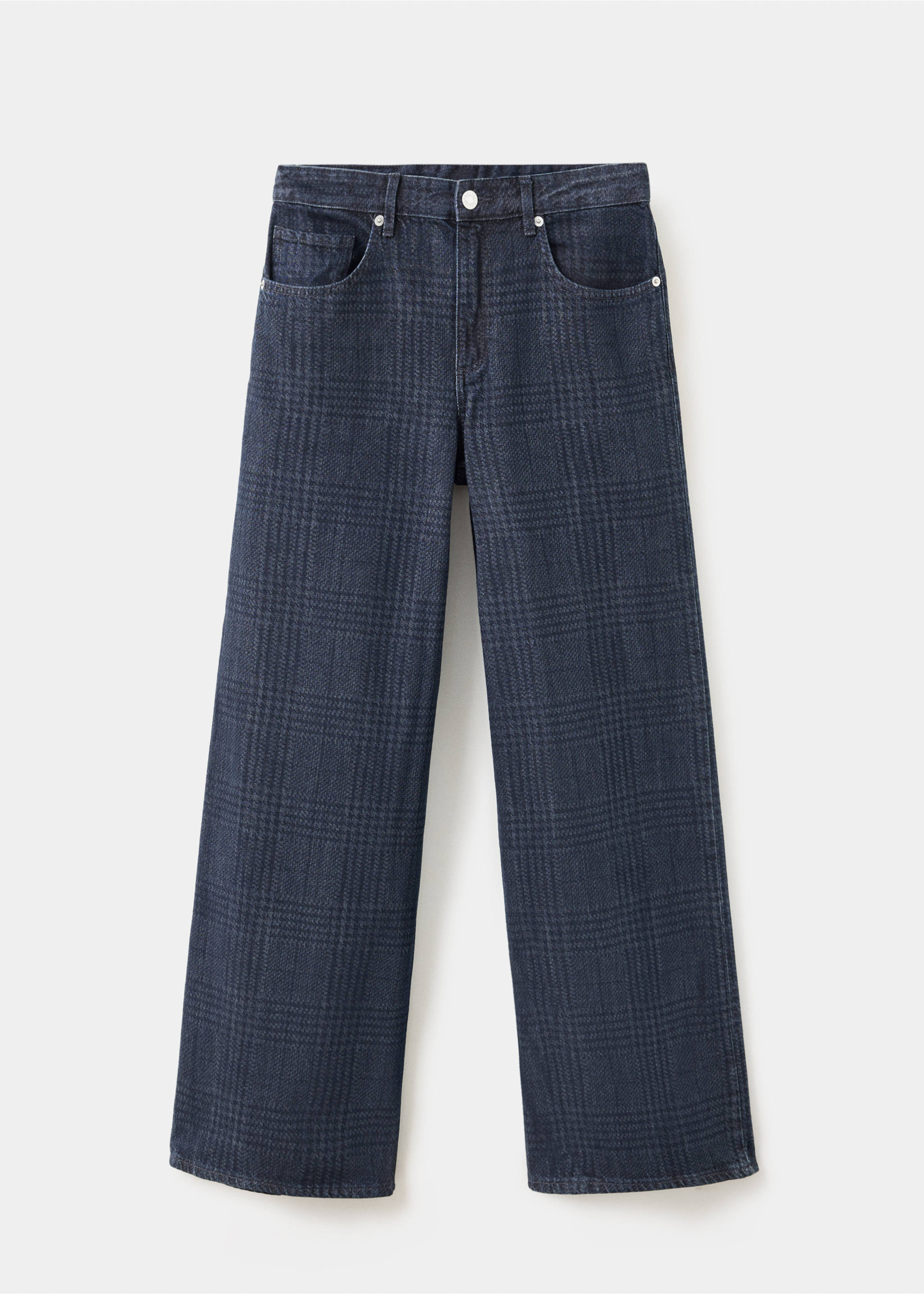 Wide leg plaid jeans - Article without model, Open Blue. Ref: 37015879-00.