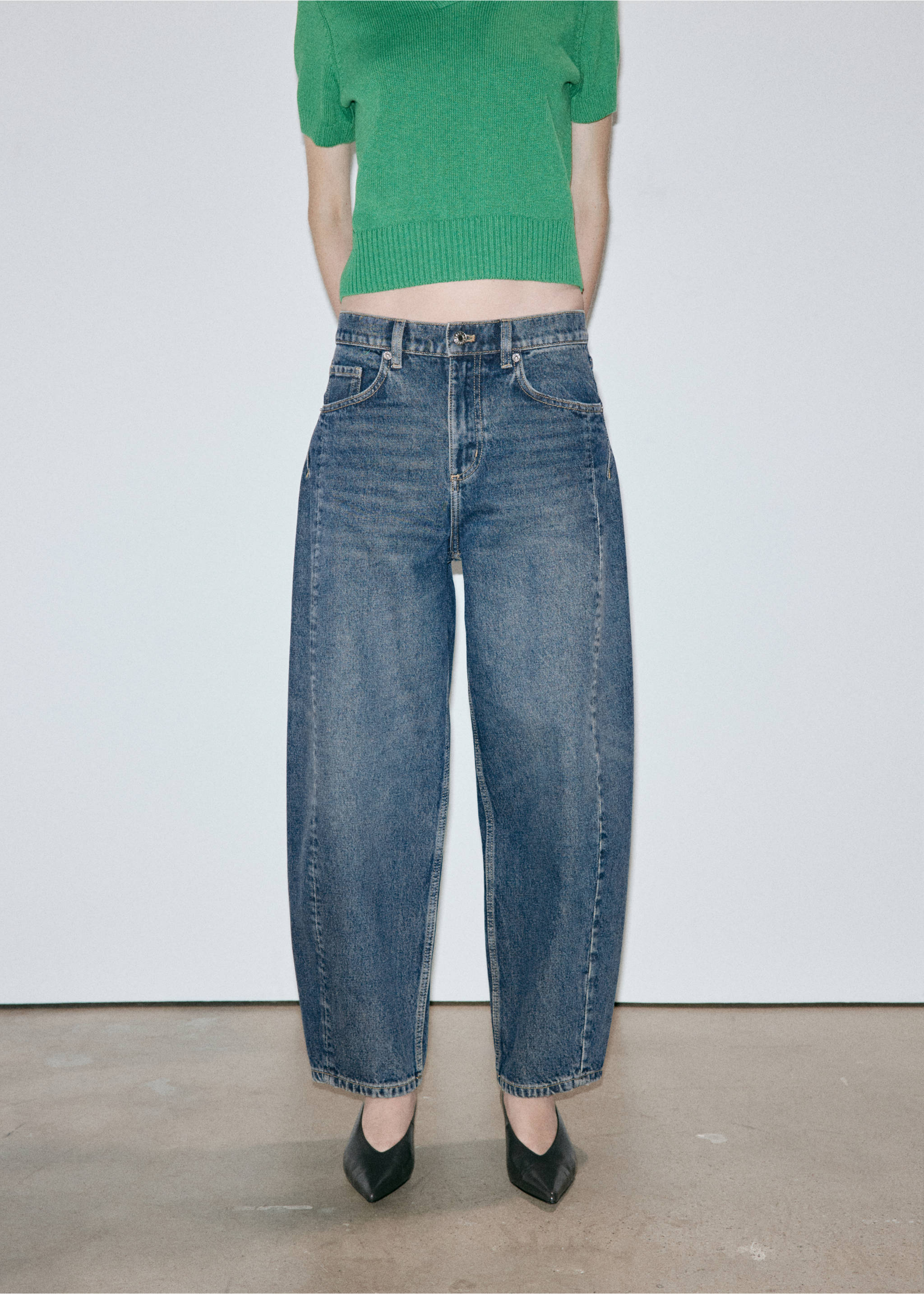 Balloon seam jeans - Medium plane, Dark Blue. Ref: 37015882-00.