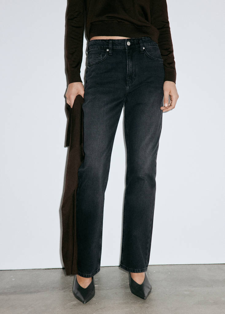 Matilda high-rise straight jeans — Black denim