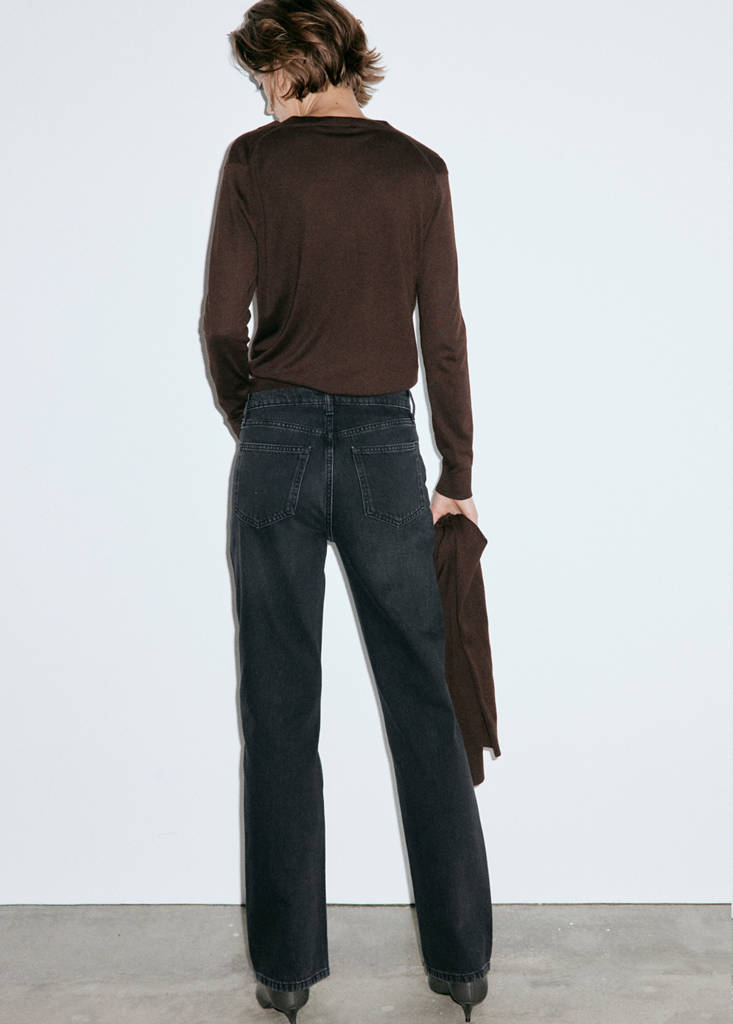 Matilda high-rise straight jeans — Black denim