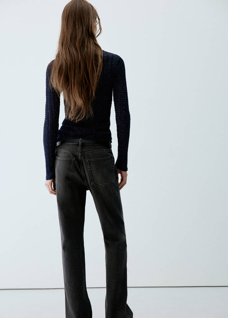 Lurex check jersey — Navy