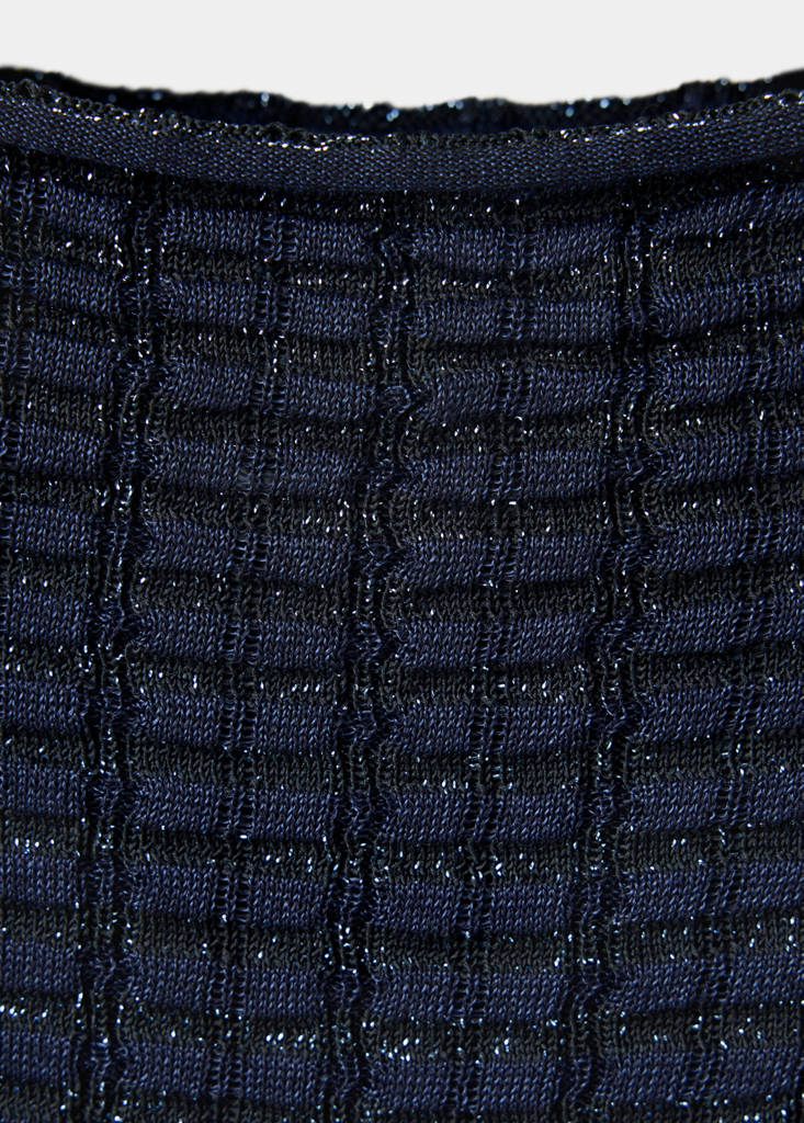 Lurex check jersey — Navy