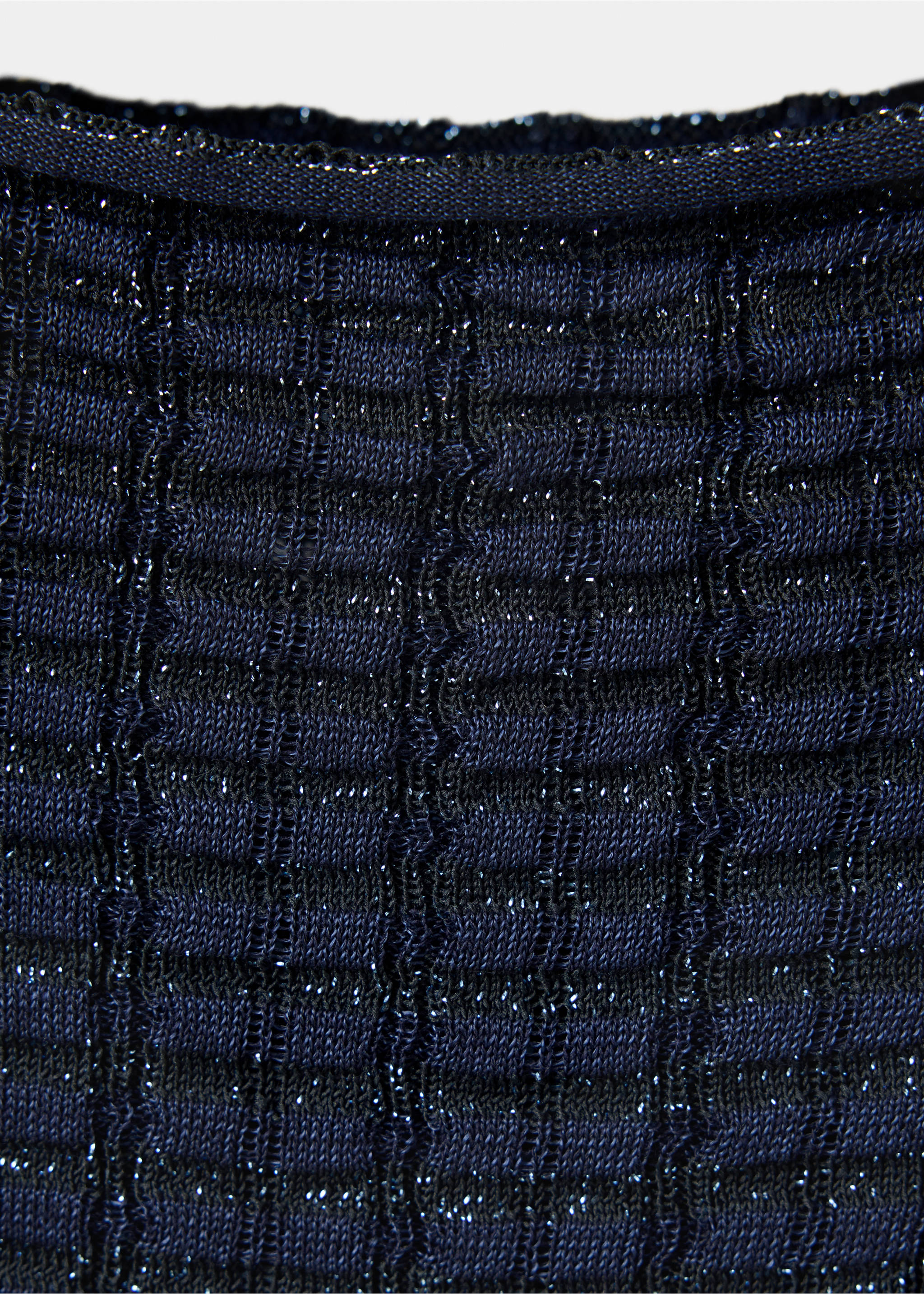 Lurex textured knit sweater - Details of the article 8, Navy. Ref: 37015888-00.