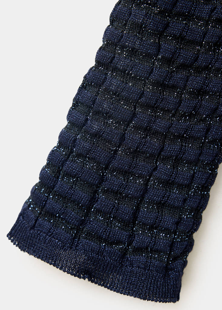 Lurex check jersey — Navy