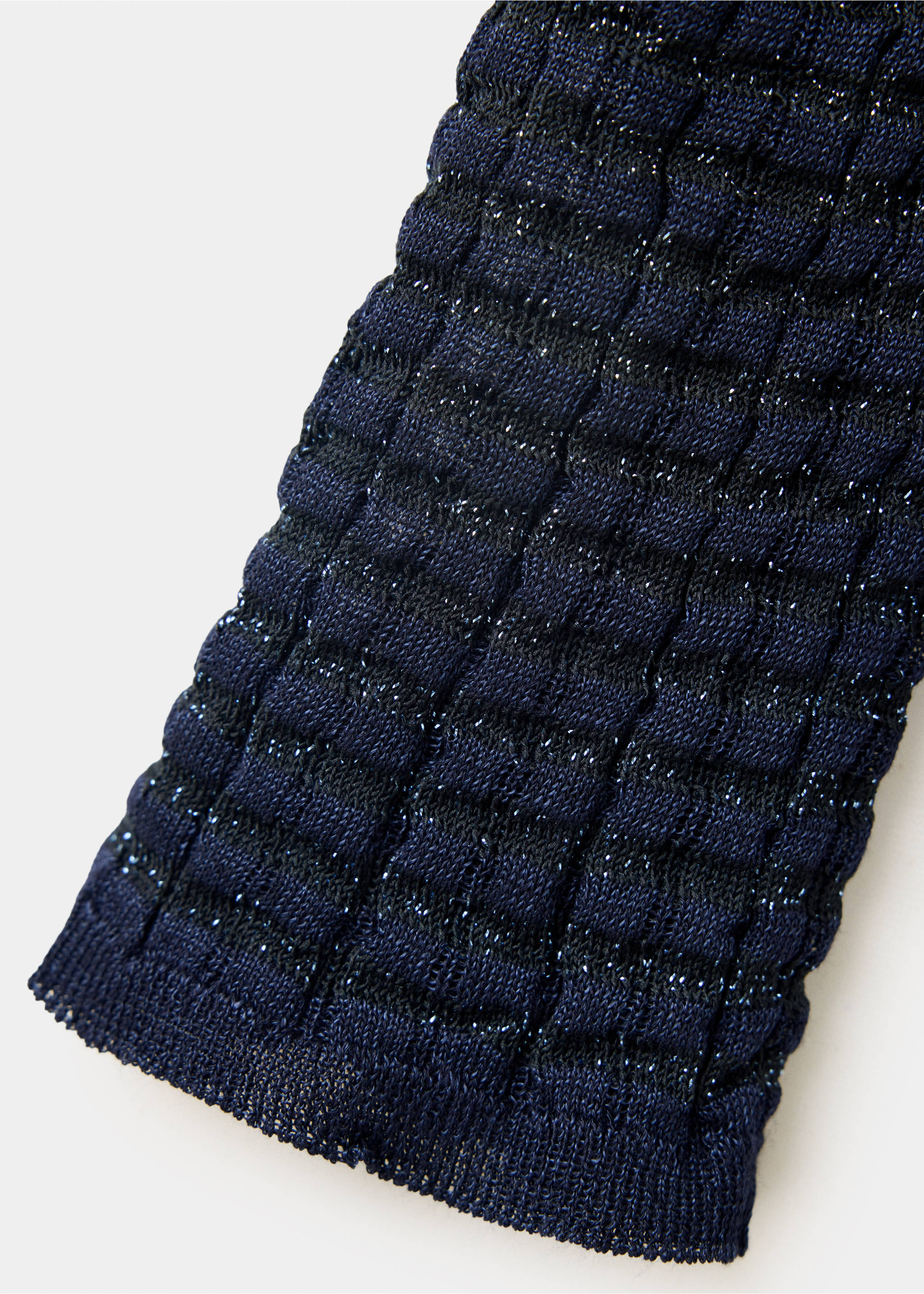 Lurex textured knit sweater - Details of the article 0, Navy. Ref: 37015888-00.