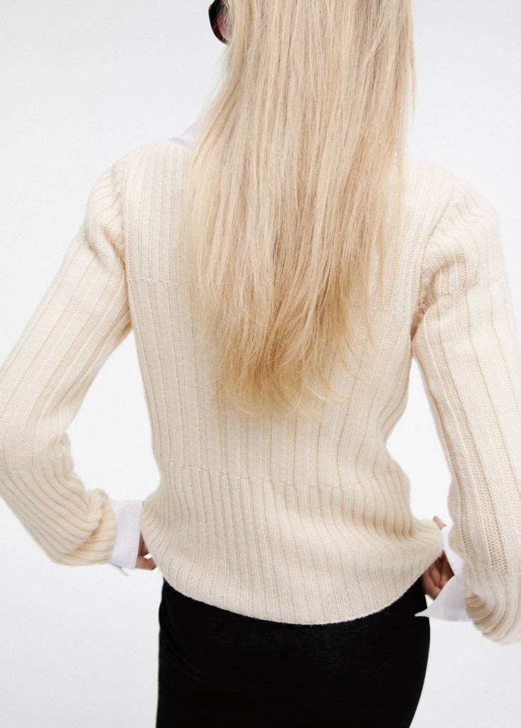 Boat neck ribbed sweater - thumbnail 3