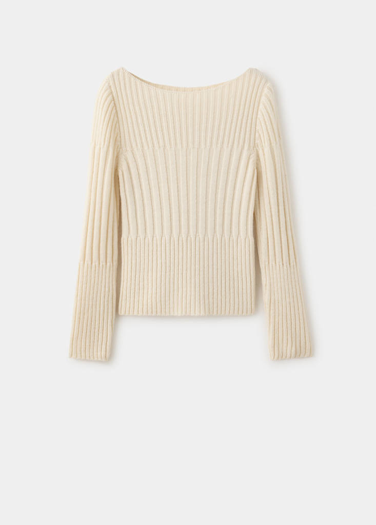 Boat neck ribbed sweater - thumbnail 4