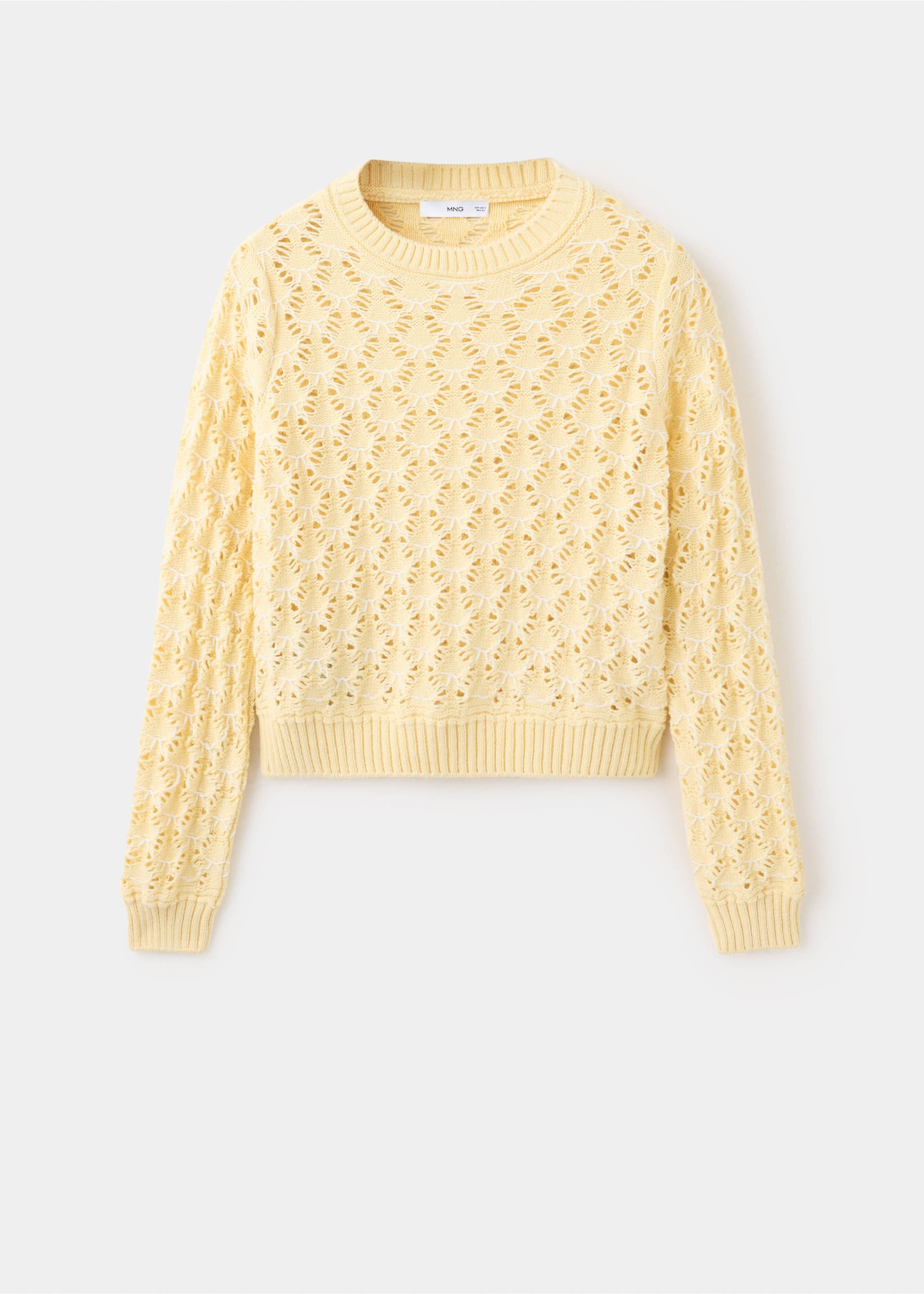 Openwork knit sweater - Article without model, Vanilla. Ref: 37015891-00.