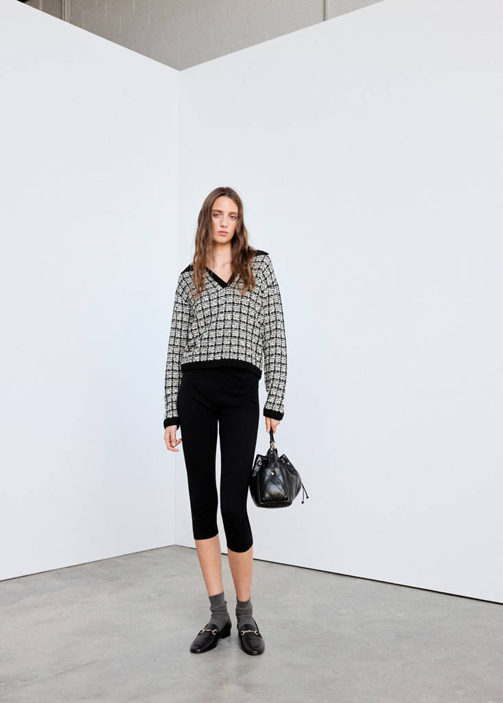 Tweed polo neck jumper — Black