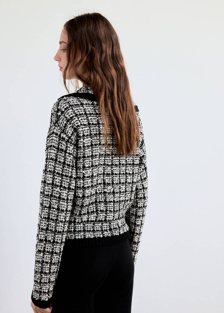 Tweed polo neck jumper — Black