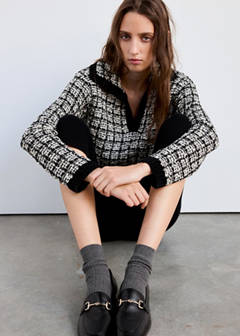 Tweed polo neck jumper — Black 4