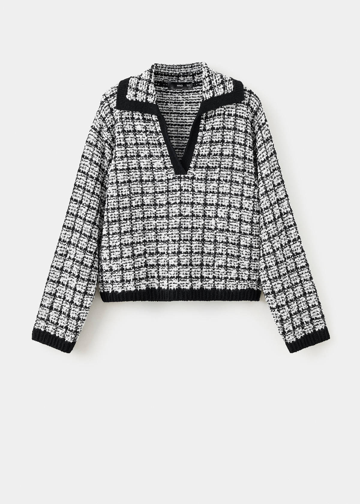 Tweed polo neck jumper — Black