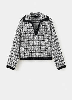 Tweed polo neck jumper — Black 5