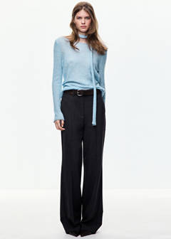 Boat neck jersey with scarf detail — Sky Blue 2