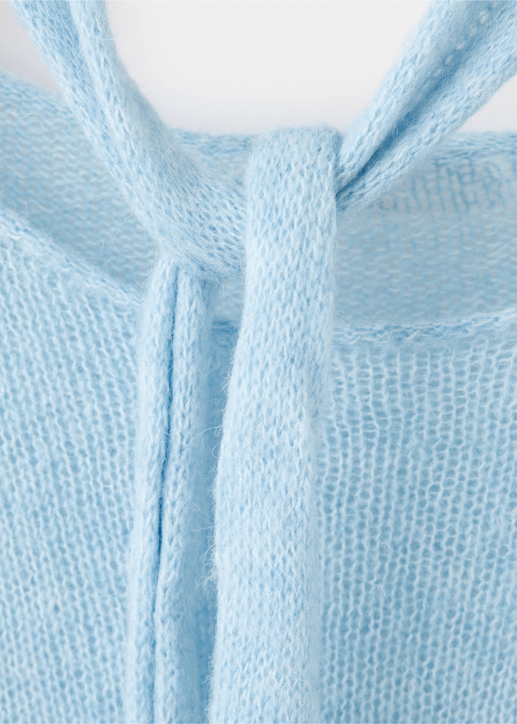 Boat-neck jumper with scarf detail - Details of the article 8, Sky Blue. Ref: 37015893-00.