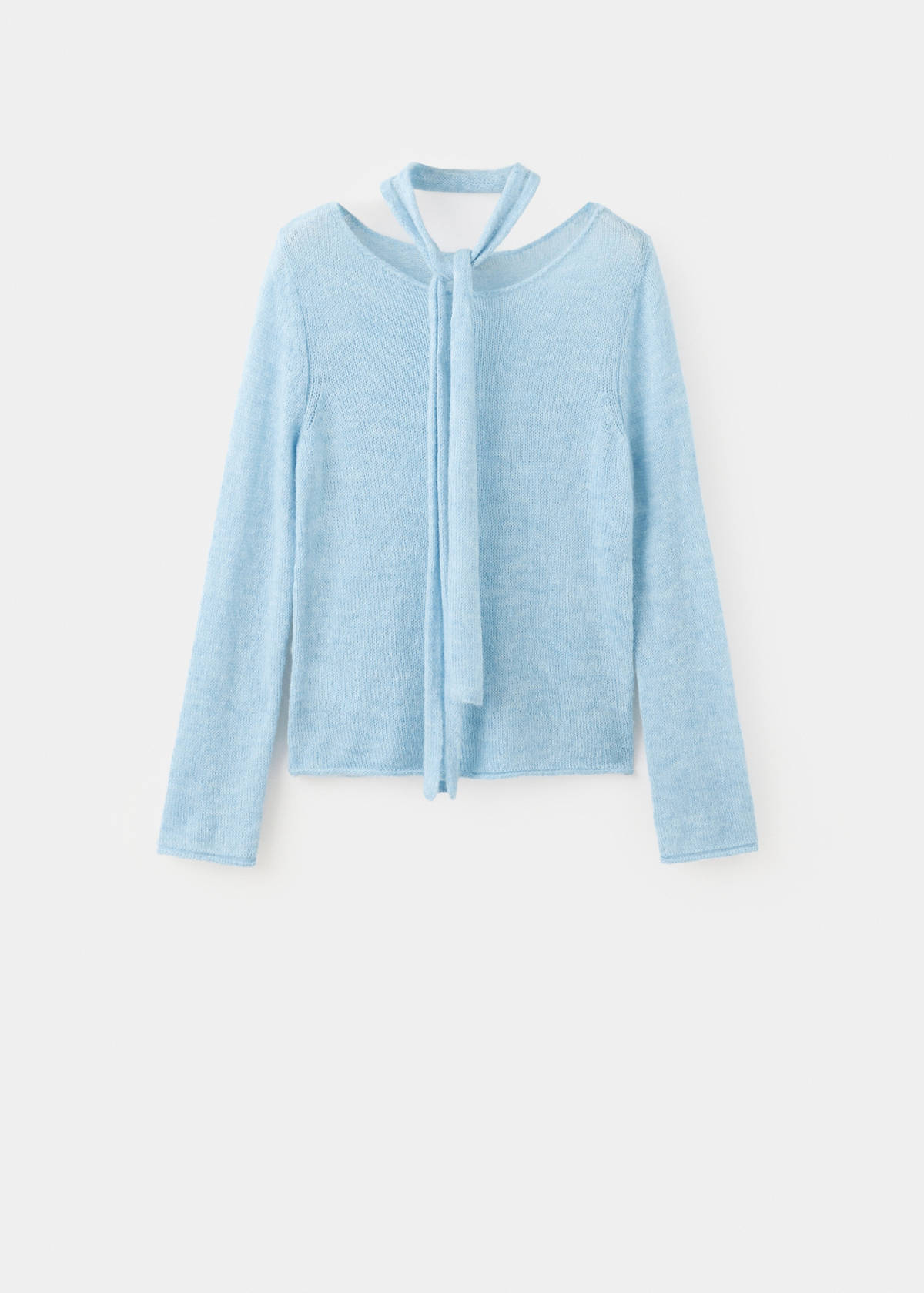 Boat neck jersey with scarf detail — Sky Blue