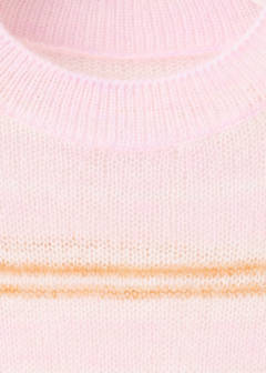 Striped fine knit sweater — Pastel Pink 5