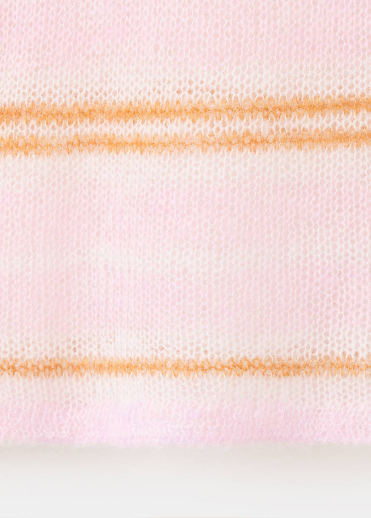 Striped fine knit sweater — Pastel Pink