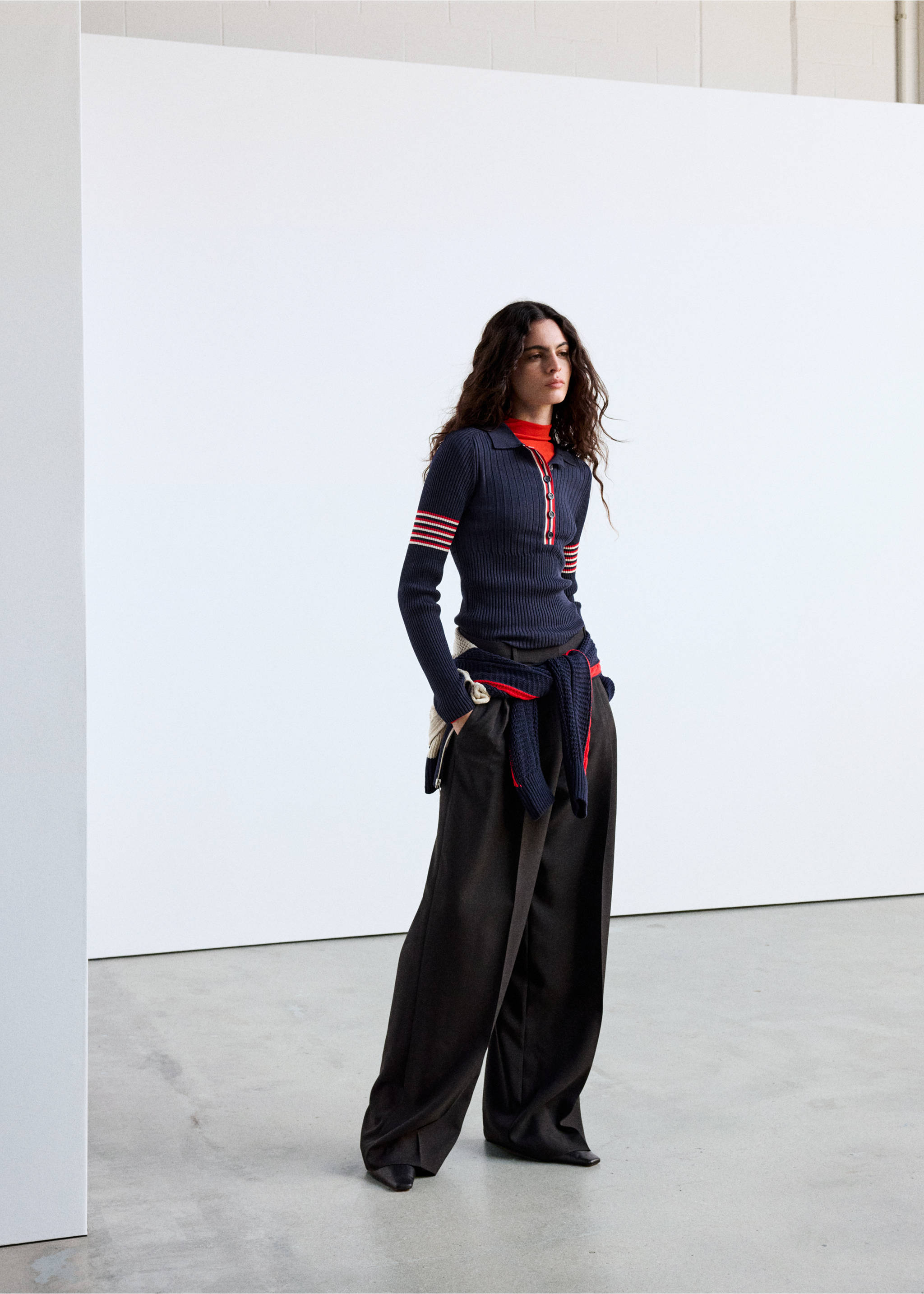 Ribbed sweater with contrast stripes - General plane, Navy. Ref: 37015896-00.