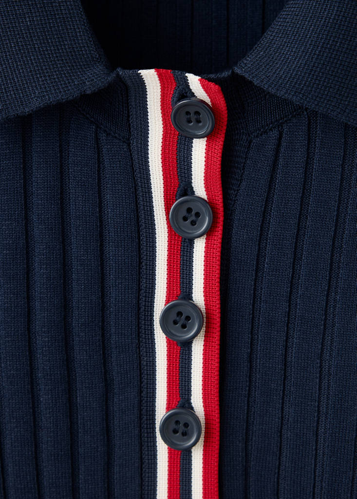 Ribbed jumper with contrast stripes — Navy