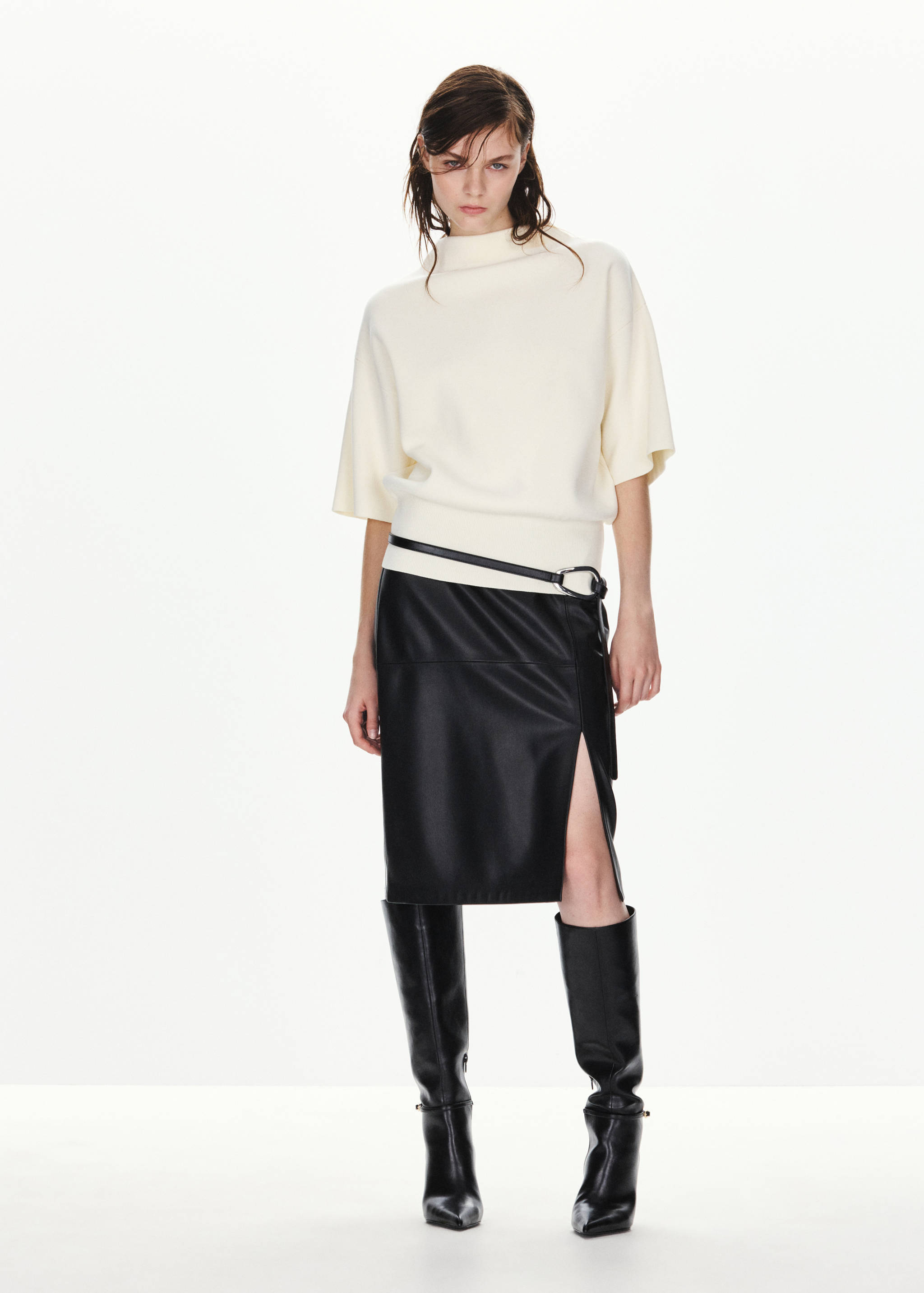 Fine-knit roll-neck jumper - General plane